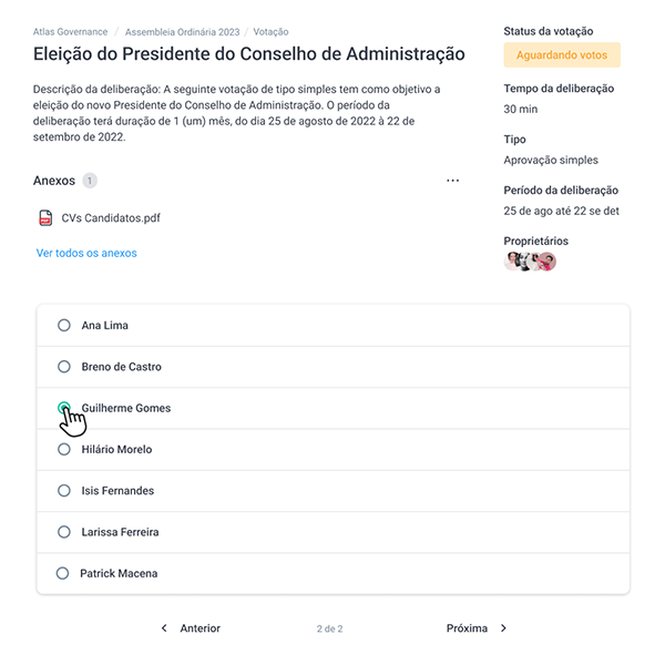 Votação e contabilização de votos digitais